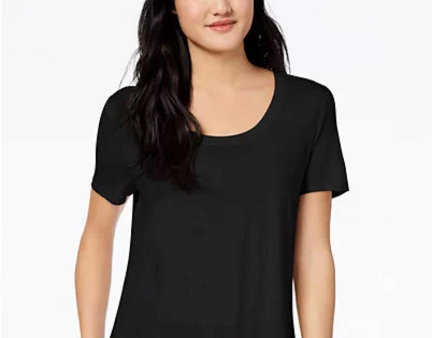 Maison Jules Women's Scoop-Neck T-Shirt Black Size Small