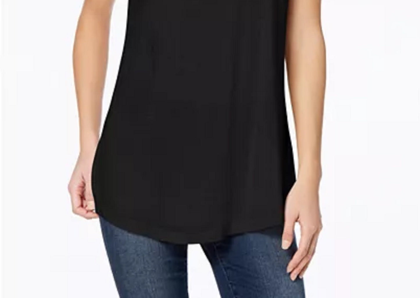Maison Jules Women's Scoop-Neck T-Shirt Black Size Small