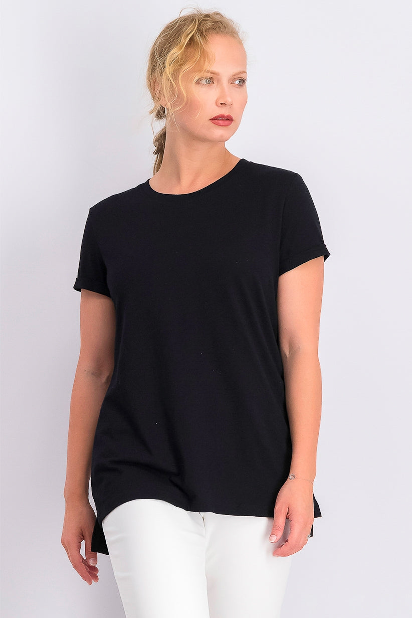 Maison Jules Women's High-Low T-Shirt Black Size XX Large