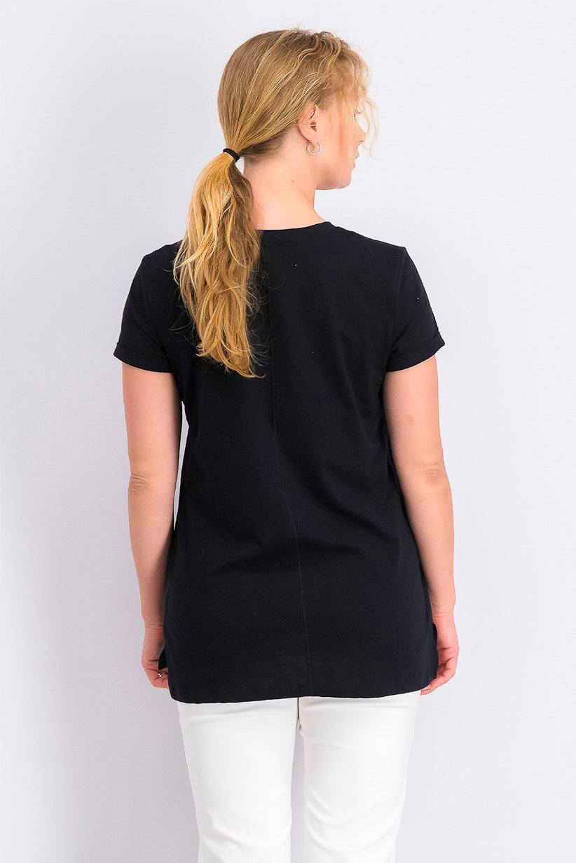 Maison Jules Women's High-Low T-Shirt Black Size XX Large