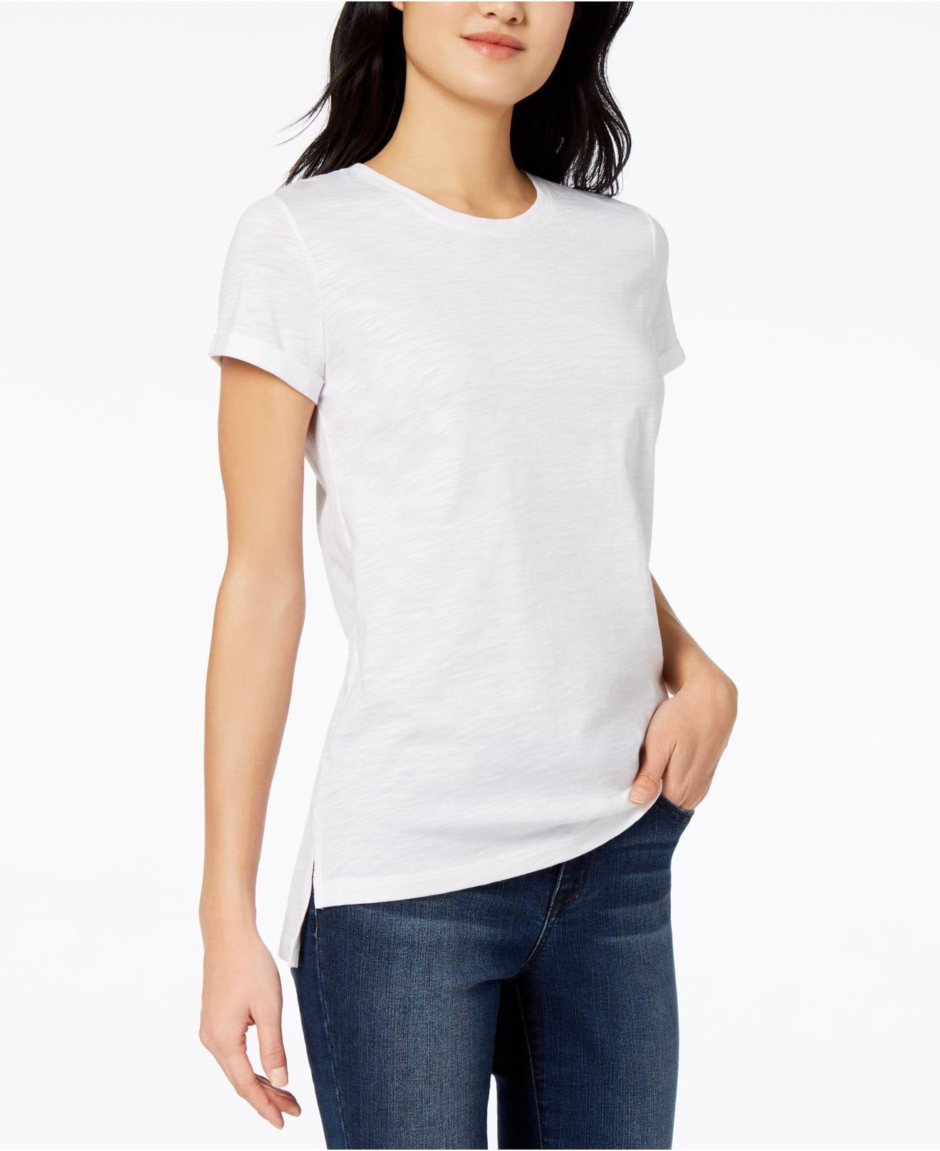 Maison Jules Women's High-Low T-Shirt White Size Large