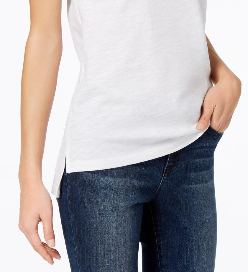 Maison Jules Women's High-Low T-Shirt White Size Large