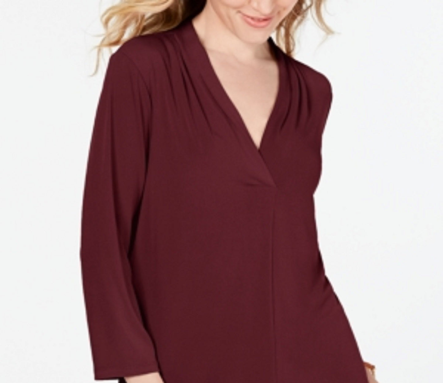 Charter Club Women's 3/4-Sleeve Top Wine Size Extra Small