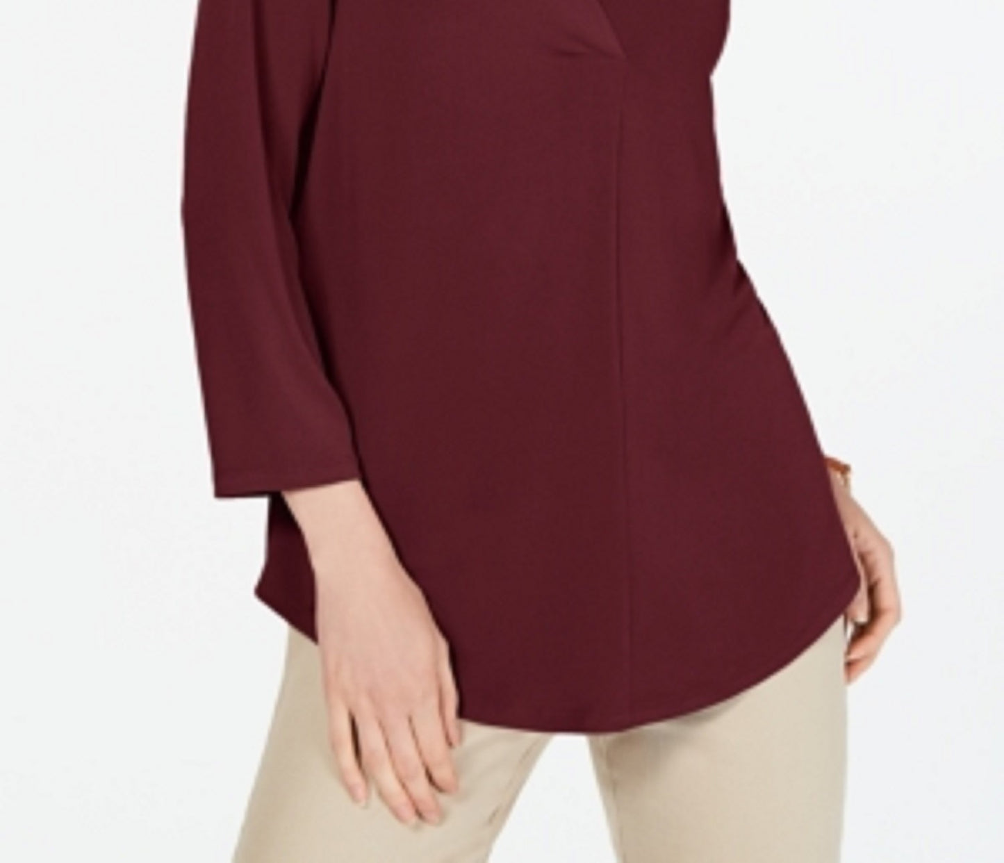 Charter Club Women's 3/4-Sleeve Top Wine Size Extra Small