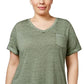 Style & Co Women's Burnout T-Shirt Green Size Extra Small