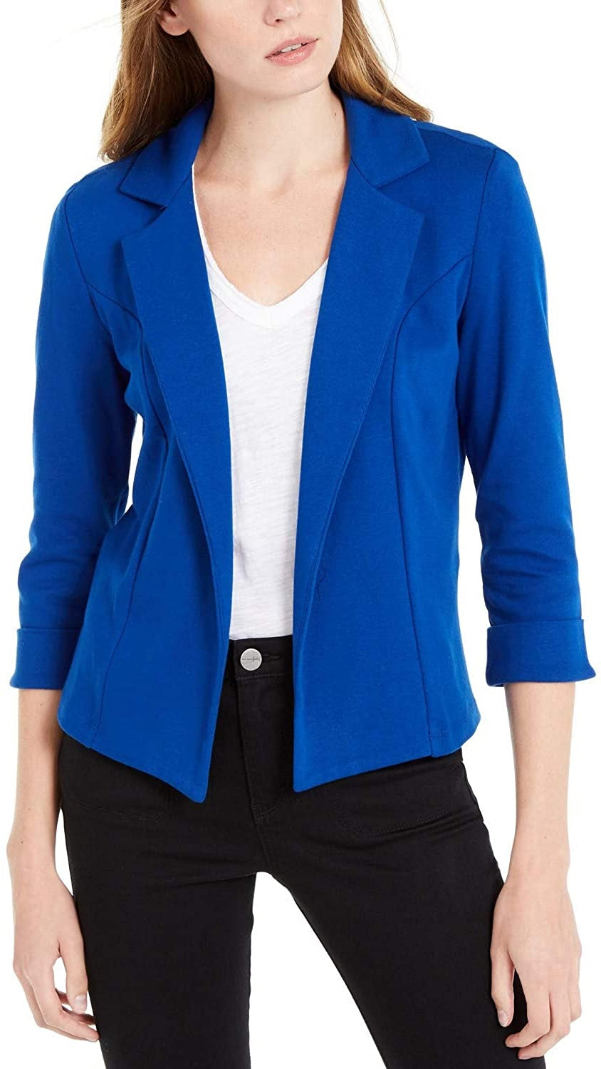 Maison Jules Women's 3/4 Sleeve Knit Blazer Navy Size Medium
