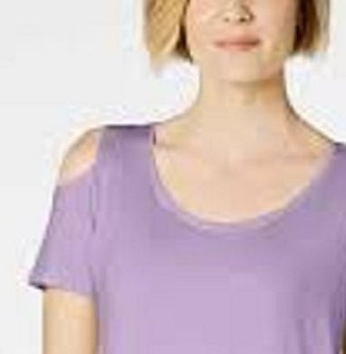 JM Collection Women's Cold-Shoulder Swing T-Shirt Purple Size Medium