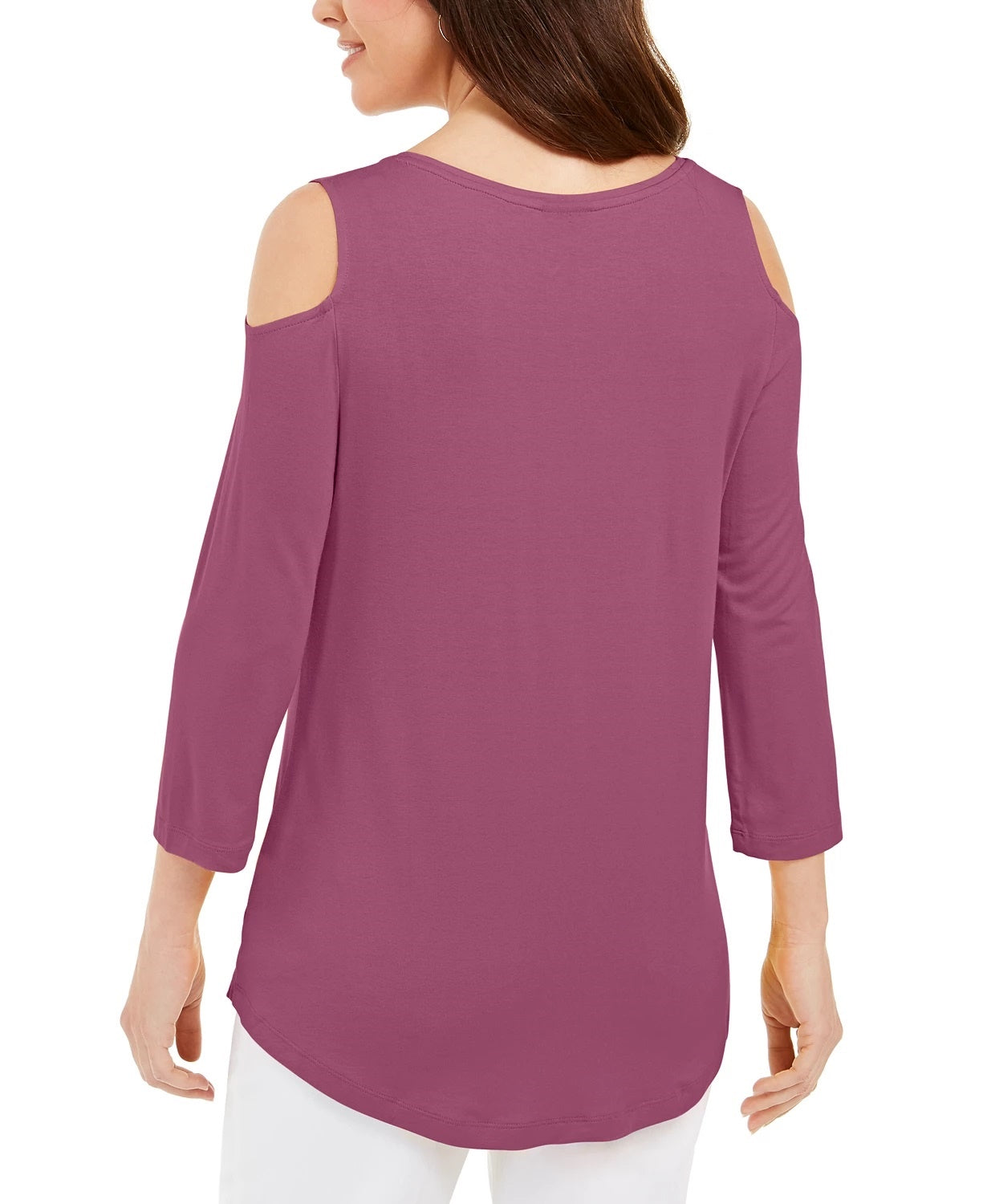 JM Collection Women's Cold Shoulder Top Purple Size X-Large
