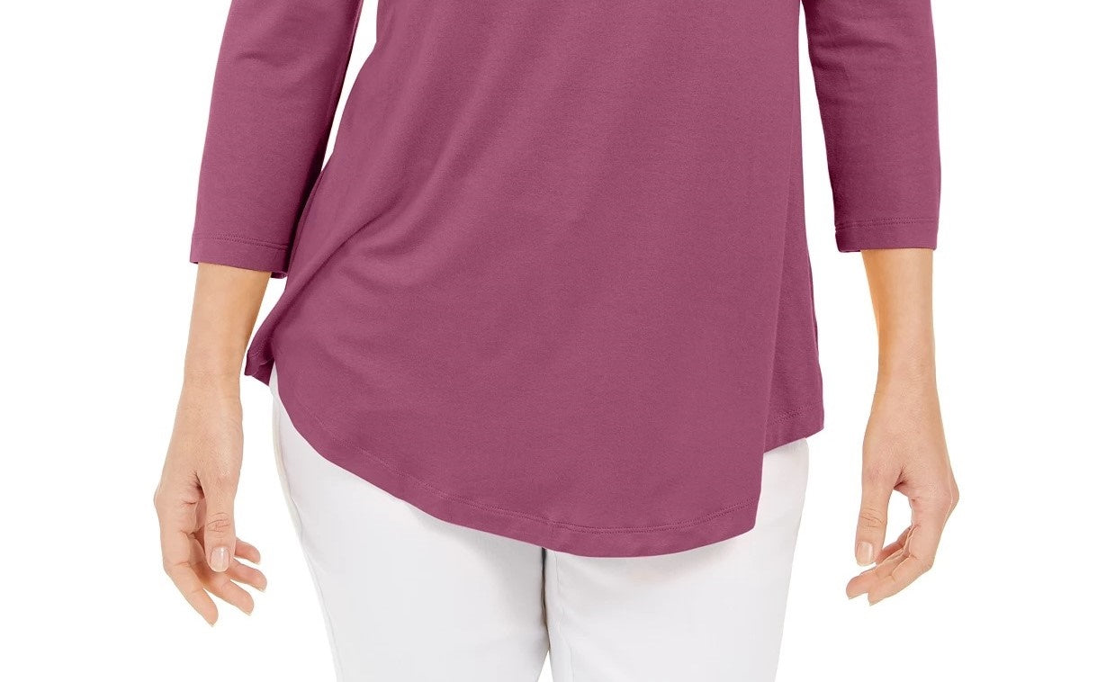 JM Collection Women's Cold Shoulder Top Purple Size X-Large