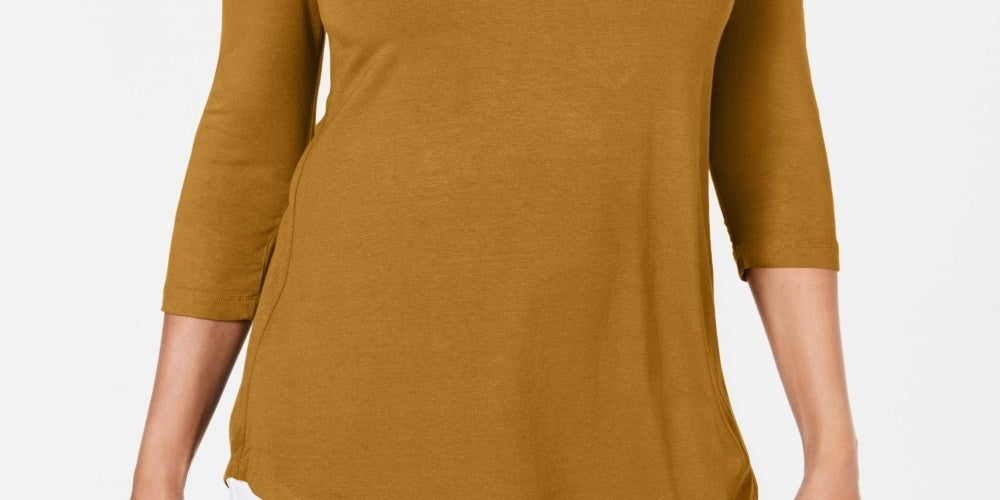 JM Women's Collection Cold-Shoulder Top Gold Size Medium