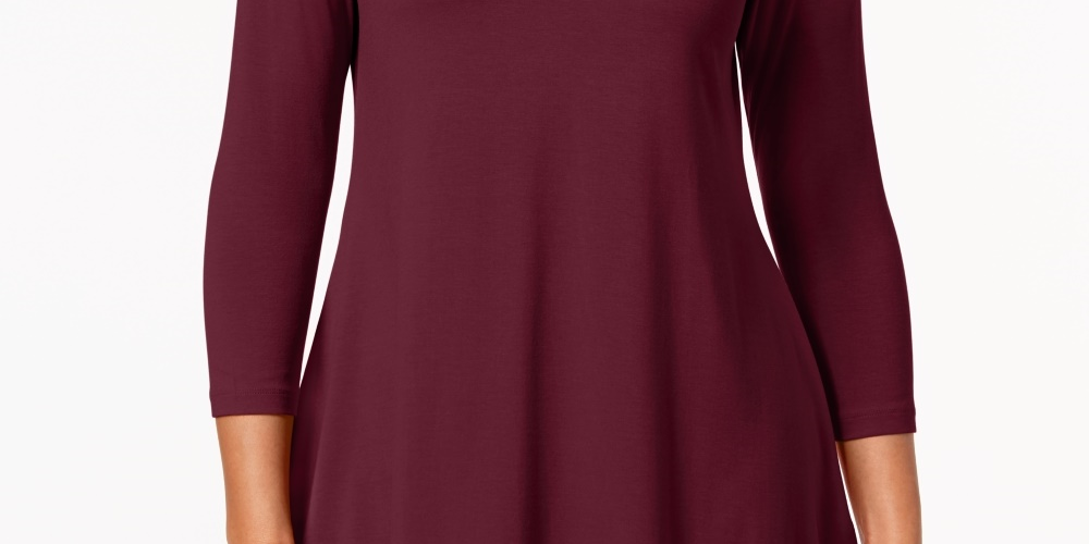 JM Collection Women's V Neck Handkerchief Hem Top Red Size Small