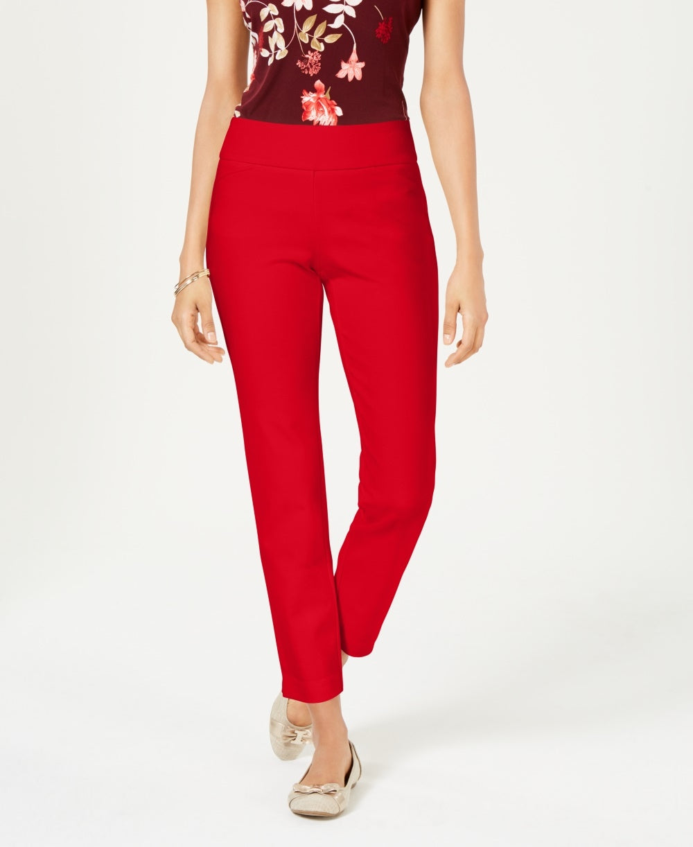 Charter Club Women's Cambridge Pull On Ponte Pants Red Size 10