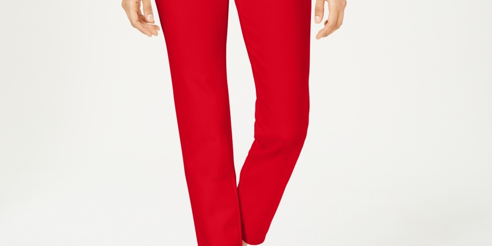 Charter Club Women's Cambridge Pull On Ponte Pants Red Size 10