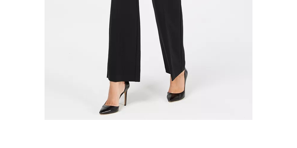 Charter Club Women's Belted Tummy-Control Trousers Black Size 12