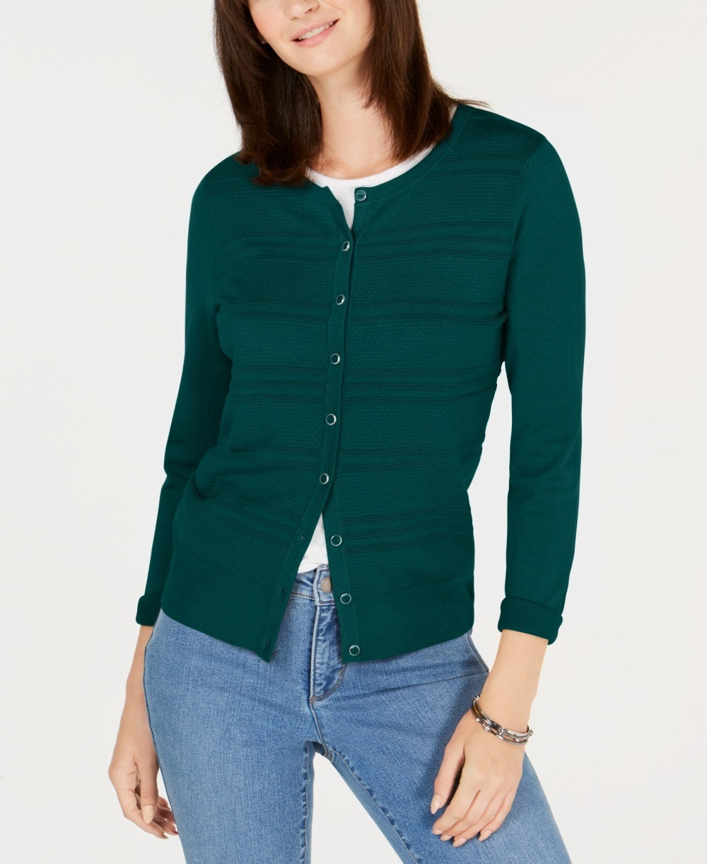 Charter Club Women's Textured Cardigan Green Size XX-Large