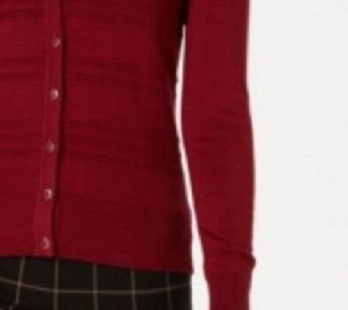 Charter Club Women's Textured Cardigan Wine Size Large