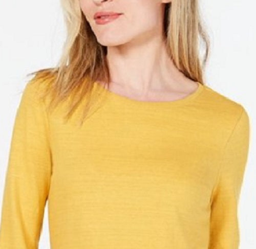 Charter Club Women's Cotton Lace-Trim Top Gold Size XX-Large