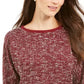 Charter Club Women's 3/4 Sleeve Bow Trim Top Wine Size X-Large