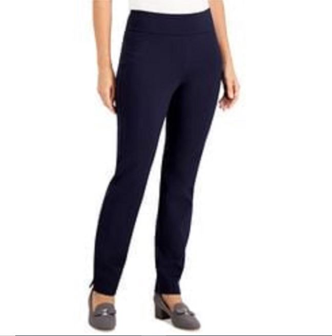 Charter Club Women's Petite Pull On Ponte Knit Pants Blue Size 24X4.5