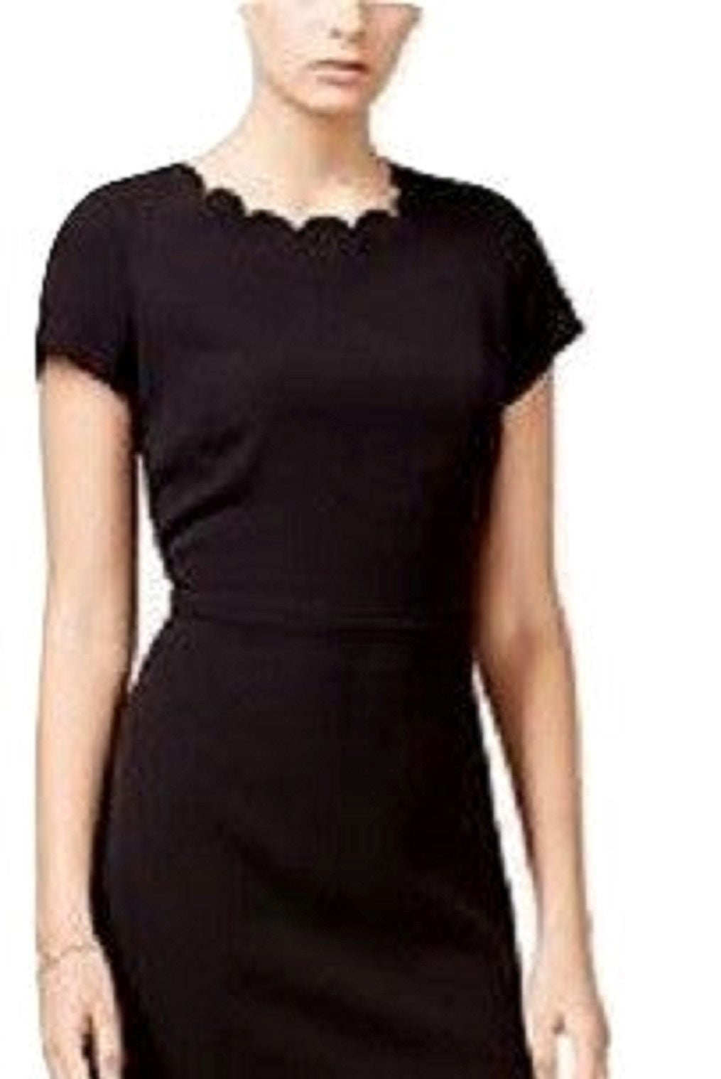 Maison Jules Women's Scalloped Sheath Dress Black Size 10