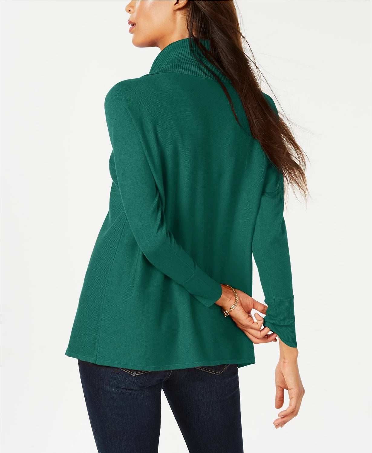JM Collection Women's Faux Wrap Cowl Neck Sweater Green Size XX-Large