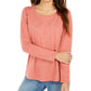 Style & Co Women's Long-Sleeve Crewneck Top Orange Size Large