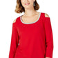 JM Collection Women's Embellished Cold-Shoulder Top Red Size Large