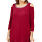 JM Collection Women's Embellished Cold Shoulder Top Red Size X-Large