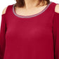 JM Collection Women's Embellished Cold Shoulder Top Red Size X-Large