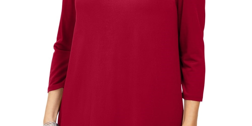 JM Collection Women's Embellished Cold Shoulder Top Red Size X-Large
