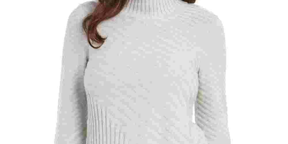 Charter Club Women's Mixed-Stitch Mock-Neck Sweater Gray Size X-Large