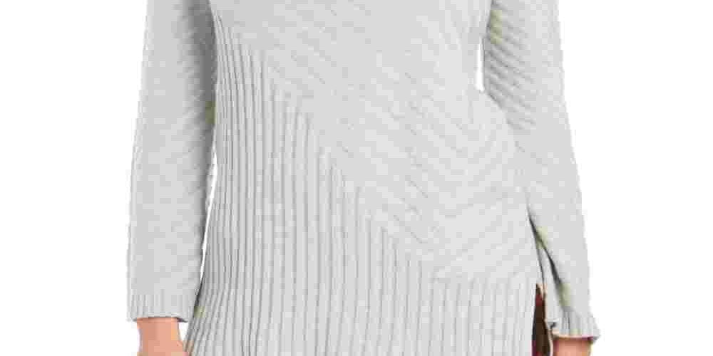 Charter Club Women's Mixed-Stitch Mock-Neck Sweater Gray Size X-Large