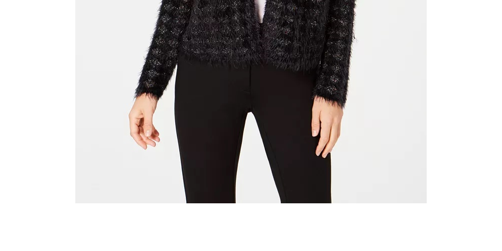 Alfani Women's Eyelash Cardigan Black Size Petite Medium