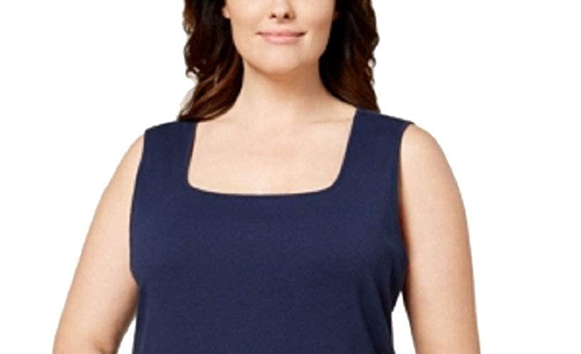 Karen Scott Women's Square Neck Tank Top Blue Size X-Large