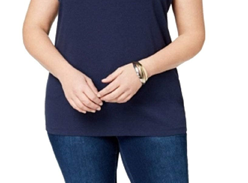 Karen Scott Women's Square Neck Tank Top Blue Size X-Large