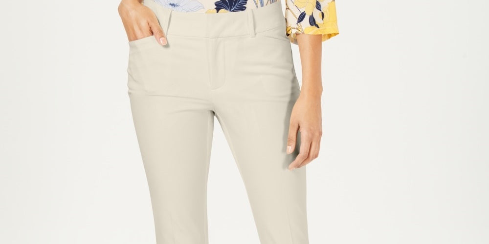 Charter Club Women's Newport Tummy-Control Slim-Fit Pants Beige Size 14