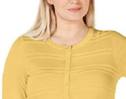 Charter Club Women's Textured Lurex Cardigan Sweater Gold Size X-Small