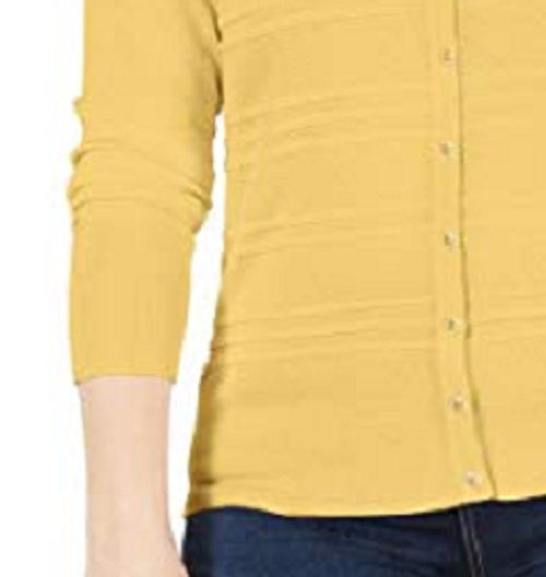 Charter Club Women's Textured Lurex Cardigan Sweater Gold Size X-Small