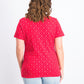 Karen Scott Women's Anchor Geo Henley Top Bright Red Size Small