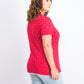 Karen Scott Women's Anchor Geo Henley Top Bright Red Size Small