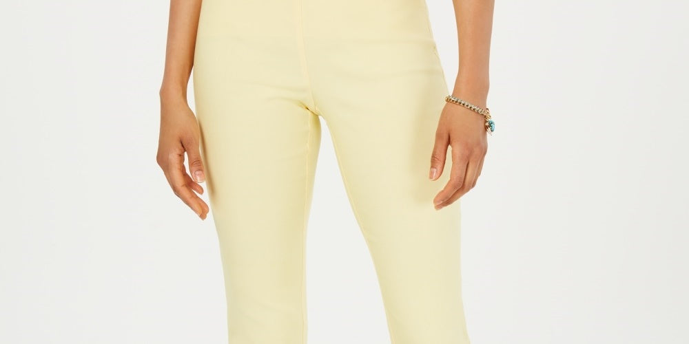 Charter Club Women's Cambridge Skinny Pull On Tummy Control Short Yellow Size 18