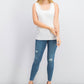 Karen Scott Women's Stud Trim Ladder Neck Top White Size Small
