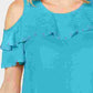 JM Collection Women's Ruffled Off-The-Shoulder Top Blue Size X-Large