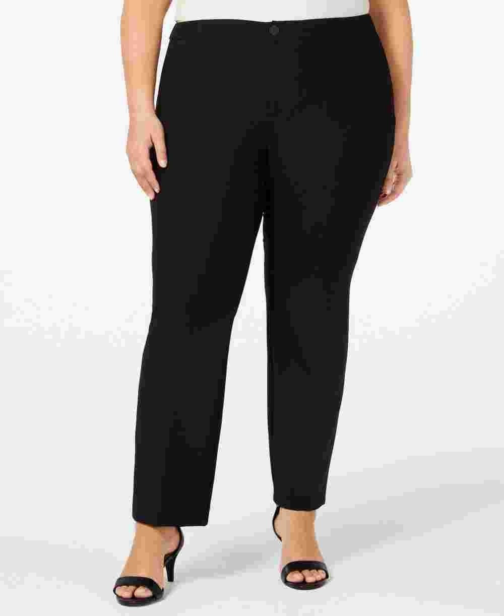 Charter Club Women's Plus Size Straight-Leg Pants Black Size 18W