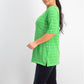 Charter Club Women's Cotton Texture-Striped Elbow-Sleeve Top Green Size Extra Large