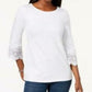 Charter Club Women's Cotton Lace-Trim Top White Size Small