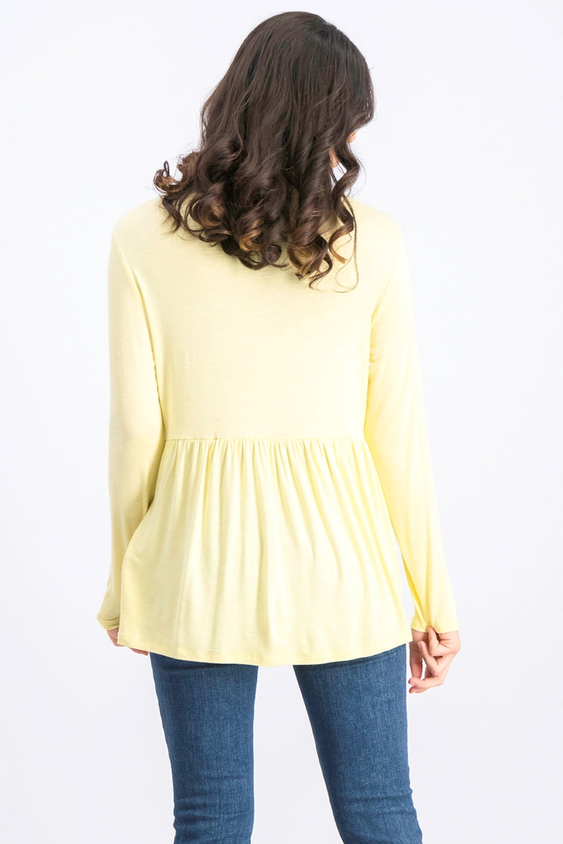 Style & Co Women's Lace Front Draped Top Gold Size Large