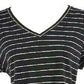 Maison Jules Women's Striped V-Neck Top Black Size Small