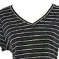 Maison Jules Women's Striped V-Neck Top Black Size X-Large