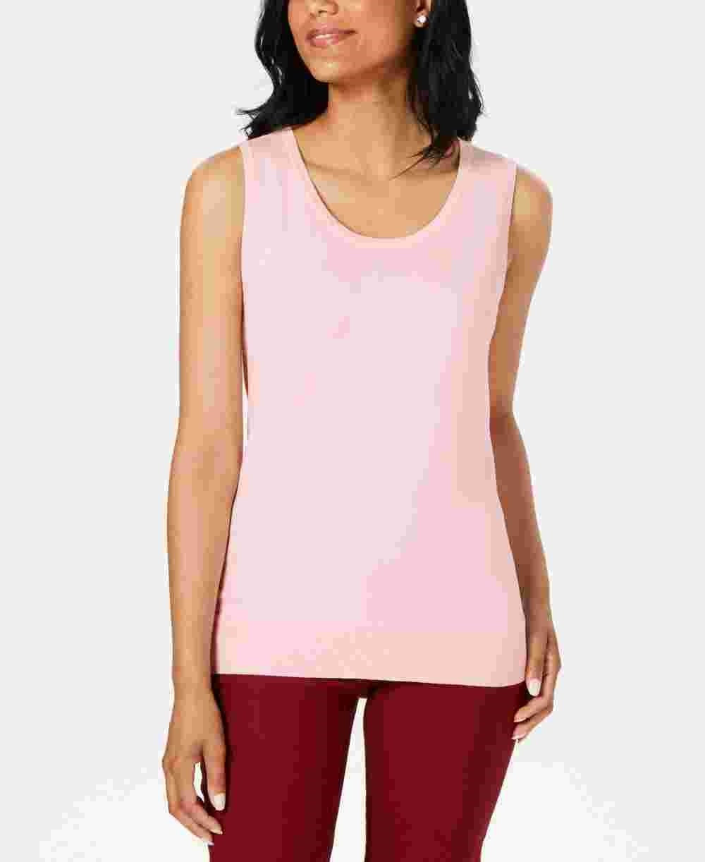 Charter Club Women's Sleeveless Crew Neck Sweater Pink Size Medium